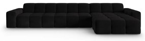 Čierna zamatová rohová pohovka (pravý roh) Kendal - Micadoni Home
