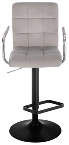 LuxuryForm Barová stolička VERONA VELUR na čiernom tanieri - svetlo šedá