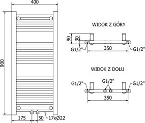 Mexen Mars, elektrické vykurovacie teleso 900 x 400 mm, 300 W, biela, W110-0900-400-6300-20