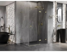 Mexen Lunar T, výklopný sprchový kút pravý 110 x 80 cm, 8mm číre sklo, zlatý kartáčovaný - 834T-110-080-55-00-P