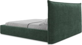 Zelená čalúnená dvojlôžková posteľ s úložným priestorom s roštom 180x200 cm Esala – Makamii