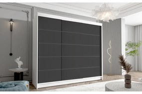 Veľká šatníková skriňa DAVOS VII 250 cm Biela - čierna