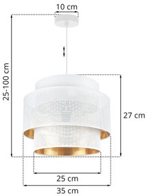 Závesné svietidlo Asti, 1x biele PVC tienidlo, (fi 35cm), g, w