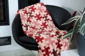 Home Elements Mikroflanelová deka, červená, puzzle