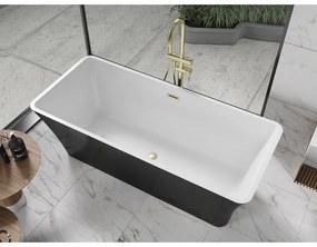 Mexen Tonia, voľne stojaca vaňa 170 x 75 cm, biela-čierna, zlatý matný prepad, 52171707575-55