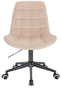 LuxuryForm DESIGN Stolička PARIS VELUR na čiernej podstave s kolieskami - krémová