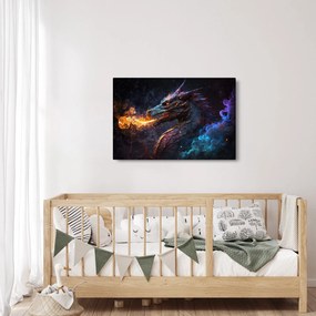 Obraz - Drak pľuvajúce plamene (90x60 cm)