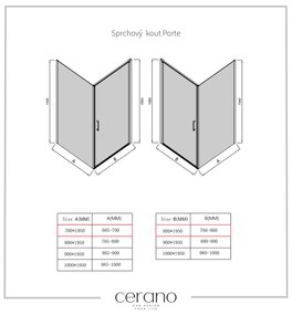 Cerano Porte, 1-krídlový sprchovací kút 80x70 cm, 8mm číre sklo, chrómový profil, CER-CER-413543