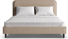 Sivobéžová čalúnená dvojlôžková posteľ s roštom 140x200 cm Aveline – Micadoni