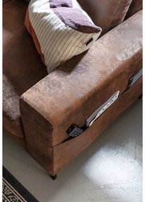 Hnedá rozkladacia rohová pohovka z imitácie kože Miuform Lofty Lilly Vintage, ľavý roh