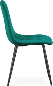 Jedálenská stolička MILO zamatová, fľaškovo zelená / čierne nohy