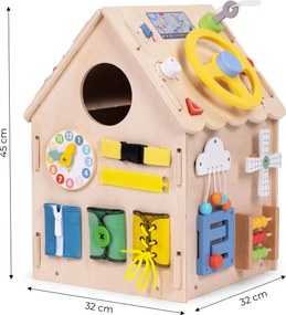 Drevený manipulačný domček ECOTOYS XXL – edukatívna hračka a organizér 30 aktivít (3+)