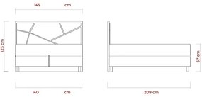 Čalúnená posteľ NAOMI 140x200 cm s matracmi a úložným priestorom, béžová