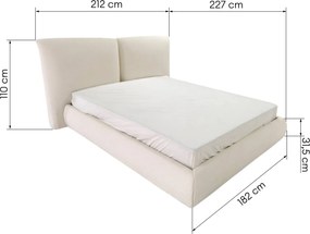 Dvoulůžková čalouněná postel Yunar 160x200 s roštem a úložným prostorem béžová