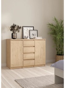 Komoda v dekore duba v prírodnej farbe 121x91x50 cm Naia – Tvilum