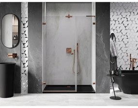 Mexen Lunar-B, L Otočné ľavé sprchové dvere 120 cm, 8mm číre sklo, ružové zlato profil, 832SL-120-050-60-00-L