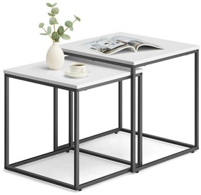 Dekorstudio Set 2ks kávových stolíkov - Biele / čierne nohy