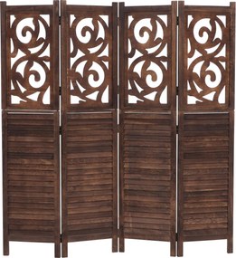 Paraván T568, deliaca stena, 4 panely - 170 × 160 cm - hnedá
