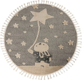 Obsession, AKCIA: 133x133 (průměr) kruh cm Detský kusový koberec My Fano 393 Rast kruh, šedá, detská izba