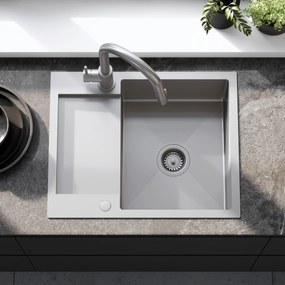 Rea Paul, 1-komorový oceľový drez 600x480x185 mm, brúsená oceľ, ZLE-06009