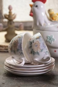 Porcelánový dezertný tanierik s kvetinami Flowers - Ø 18*2 cm