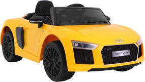 Ramiz Elektrické autíčko Audi R8 Spyder pre deti žlté + diaľkové ovládanie + EVA + pomalý štart + rádio MP3 + LED