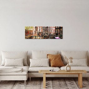Obraz - Amsterdam (s hodinami) (90x30 cm)