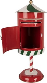 Červená kovová dekorácia poštová schránka Santa - Ø 24*58 cm