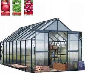 Záhradný skleník z polykarbonátu 5x3 Slide-In veľký 489x305 cm 3x5 čierny