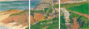 Obraz - Henri Moret, The Island of Raguenez, Brittany, reprodukcia (s hodinami) (90x30 cm)