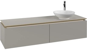 VILLEROY &amp; BOCH Legato závesná skrinka pod umývadlo na dosku (umývadlo vpravo), 2 zásuvky, 1600 x 500 x 380 mm, Soft Grey, B59700VK