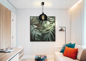 BERGE LED stropné svietidlo E27 drevená guľa čierna