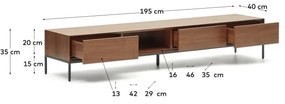 TV stolík v dekore orecha v prírodnej farbe 195x35 cm Vedrana – Kave Home