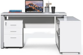 Kancelársky stôl s kontajnerom a komodou Houseland Prime Home 03 160 cm biely