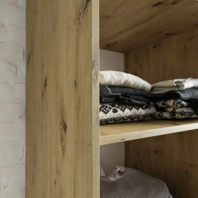 ŠATNÍKOVÁ SKRIŇA S POSUVNÝMI DVERAMI INGRID DUB ARTISAN / ČIERNA LED