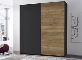 Šatníková skriňa Melton, 215 cm, grafit/dub mauvella