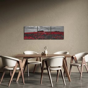 Obraz vlčích makov (s hodinami) (90x30 cm)