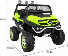 Ramiz Mercedes Benz Unimog pre deti Zelený + pohon 4x4