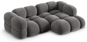 Sivá zamatová rohová pohovka (pravý roh/s leňoškou) Loretto – Cosmopolitan Design