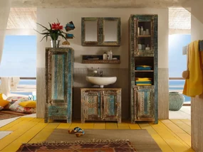 furniture-nabytek.cz - 5-dielna sada kúpeľňového nábytku Blue Lagoon z masívneho manga, lakovaná, farebná