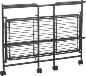 CONFORTIME 2. akosť - Pojazdný regál, skladacia polica 2 poschodová XXL - 67 x 30 x 45 cm, čierna