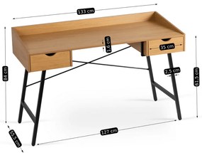 JAKS Písací stôl hnedý Ice 133 cm