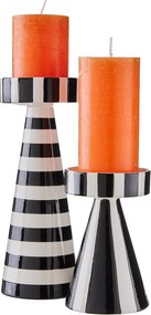 STRIPES Svietnik na stĺpovú sviečku 25 cm - čierna/biela