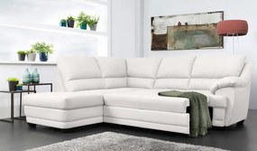 Rohová sedací souprava Nebolo, biela koža, ľavý roh