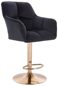 LuxuryForm DESIGN Barová stolička AMALFI VELUR na zlatom tanieri - čierna