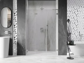 Mexen Lunar-F, L skladacie ľavé sprchové dvere 150 cm, 8mm číre sklo, oceľový profil, 836SL-150-050-97-00-L