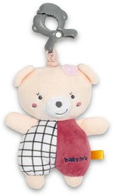 Baby Mix Detská plyšová hračka s hracím strojkem aklipom Medvedík ružová, 24 cm