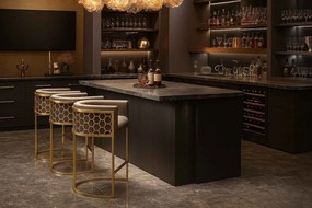 Luxusná barová stolička Golden Hive béžový zamat