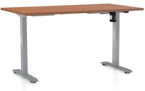 Výškovo nastaviteľný stôl OfficeTech A, 140 x 80 cm, sivá podnož, čerešňa