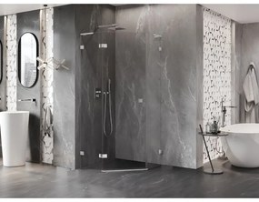 Mexen Lunar, L päťuholníkový sprchový kút naklápací doľava 80 x 80 cm, 8mm číre sklo, chrómový profil, 831L-080L-080P-01-00-L